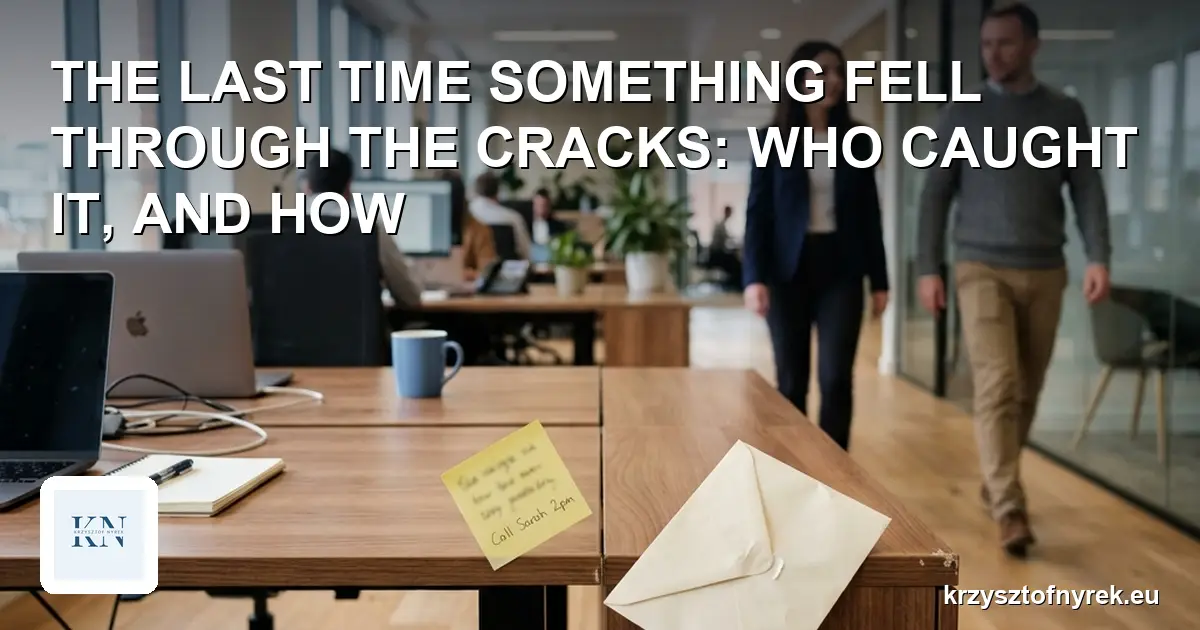 Sticky note and envelope slipping between two office desks