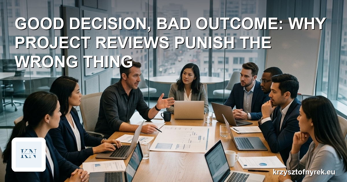 A project team in a review meeting listening to one person explain a decision