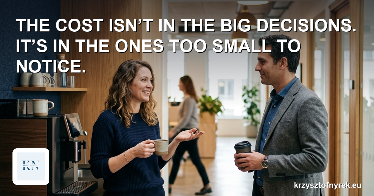 Two colleagues agreeing on something small in a quick hallway conversation