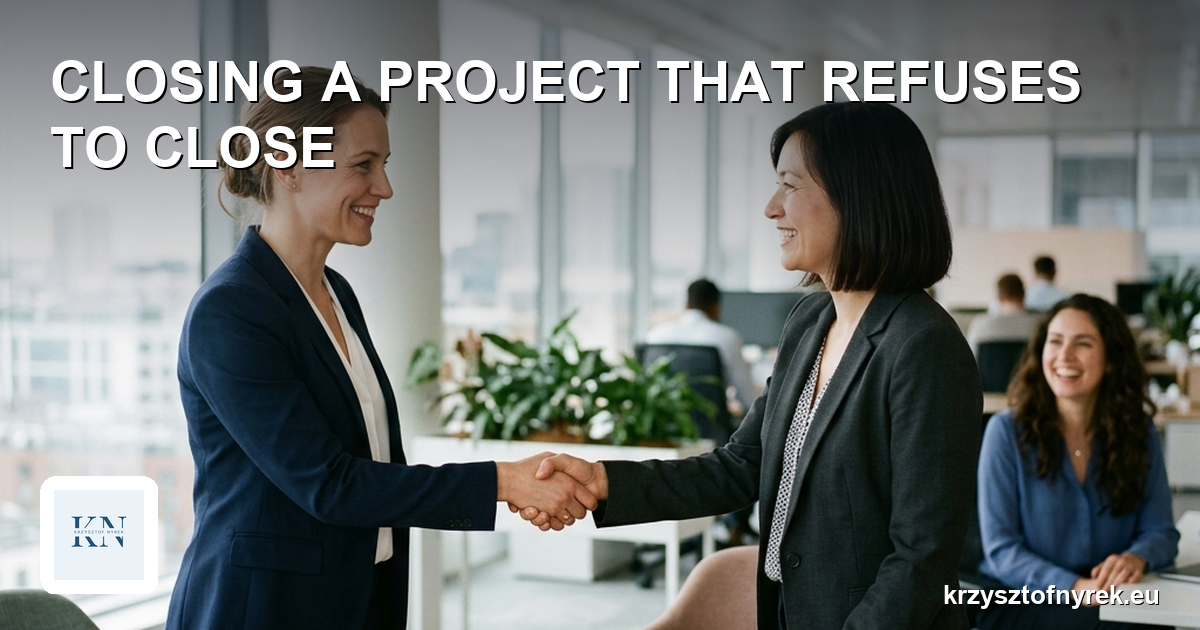 A project manager and a client shaking hands at the end of a project